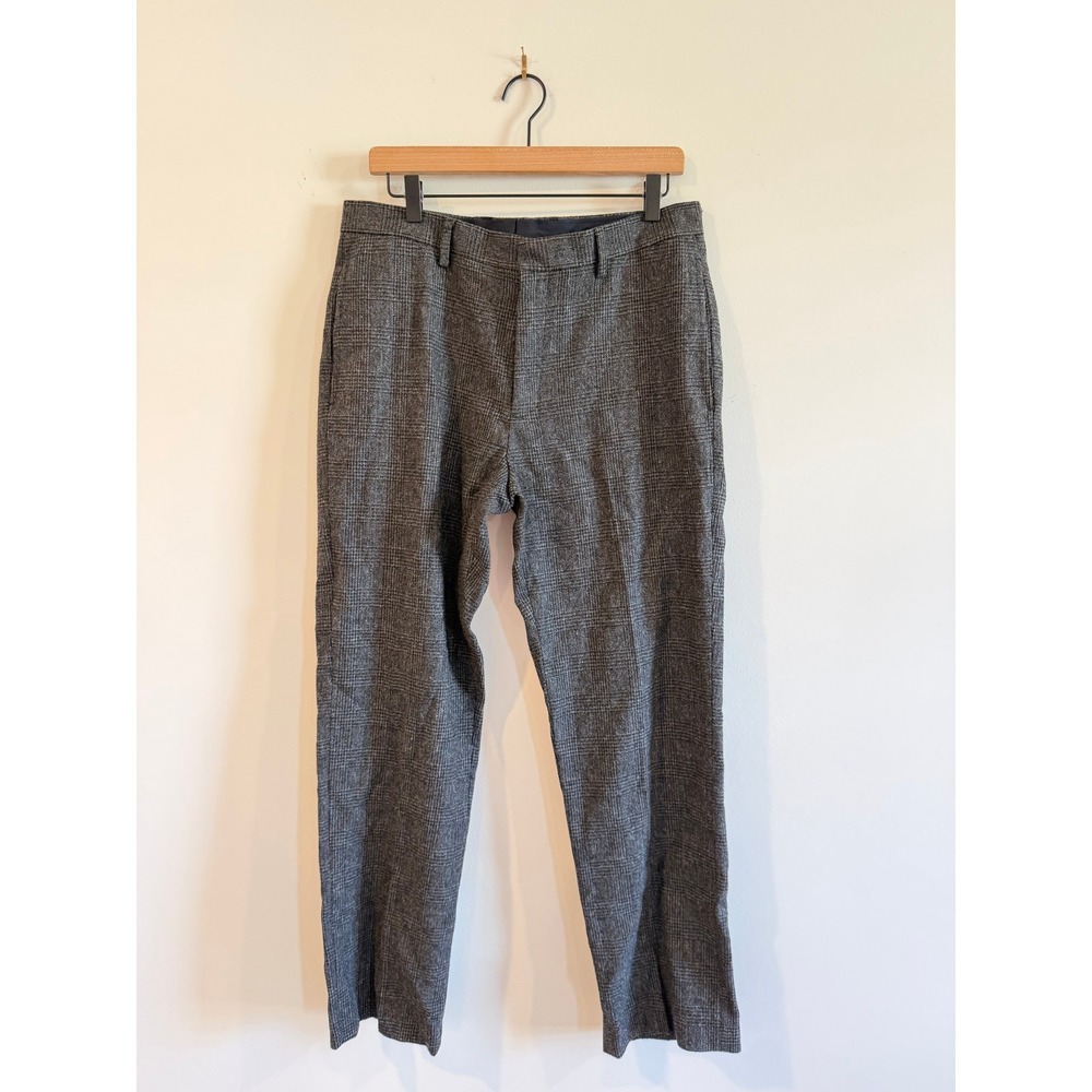 J. Crew Mens Grey Glen Plaid Wool Blend Dress Pants Trousers 33x32